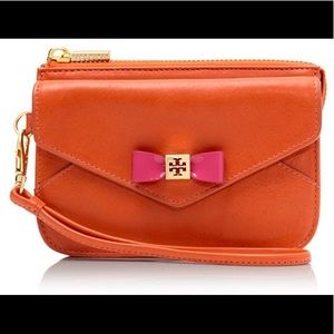 Tory Burch Bow Wristlet - Orange & Pink